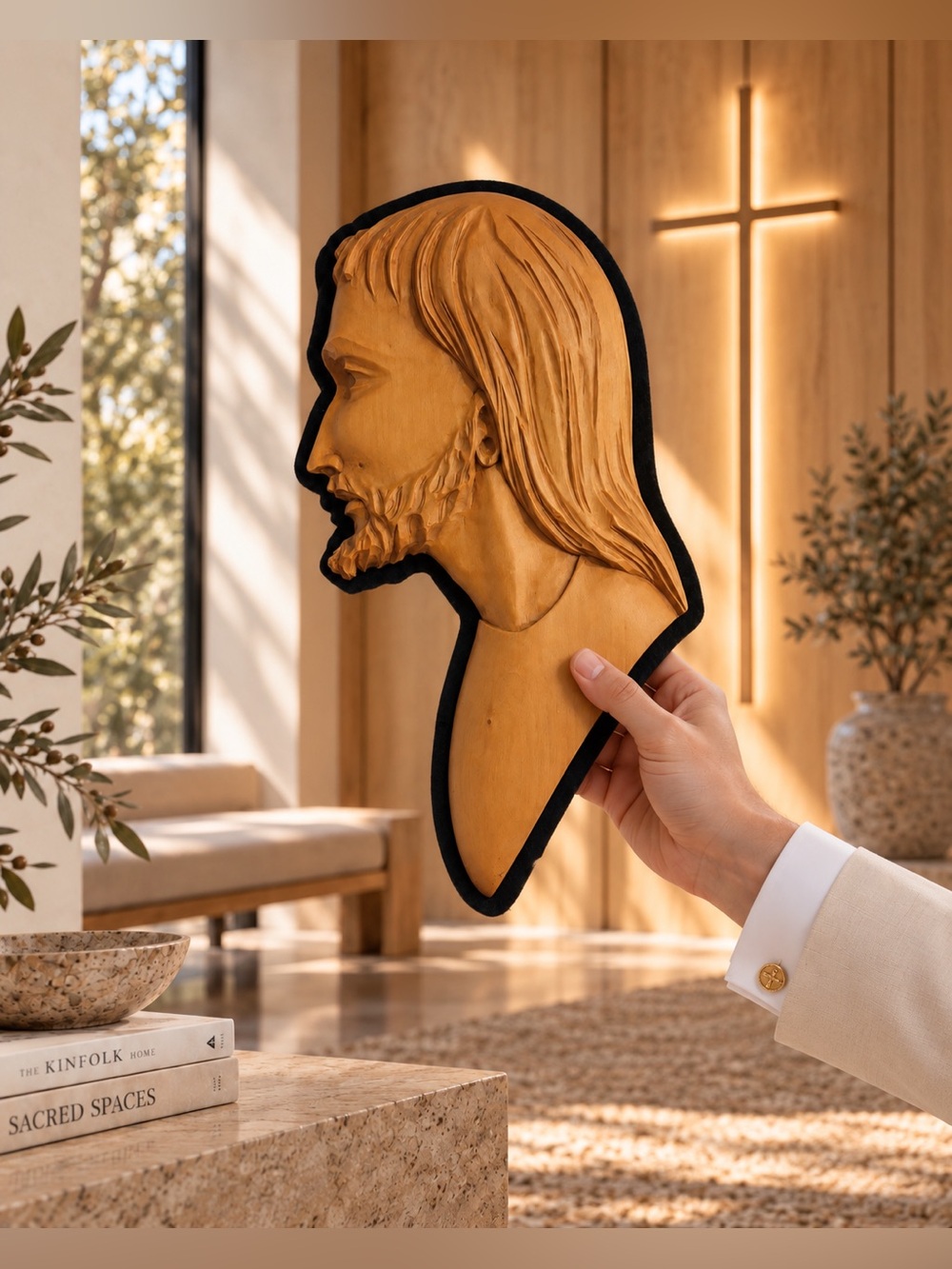Jesus Solid Wood Wall Sculpture Vintage Original Fine Art VIC DALLAIRE Canada